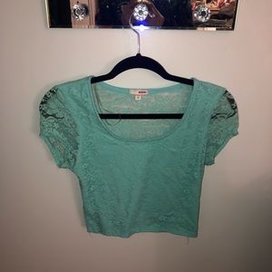 Turquoise blue lace crop top by Charlotte Russe